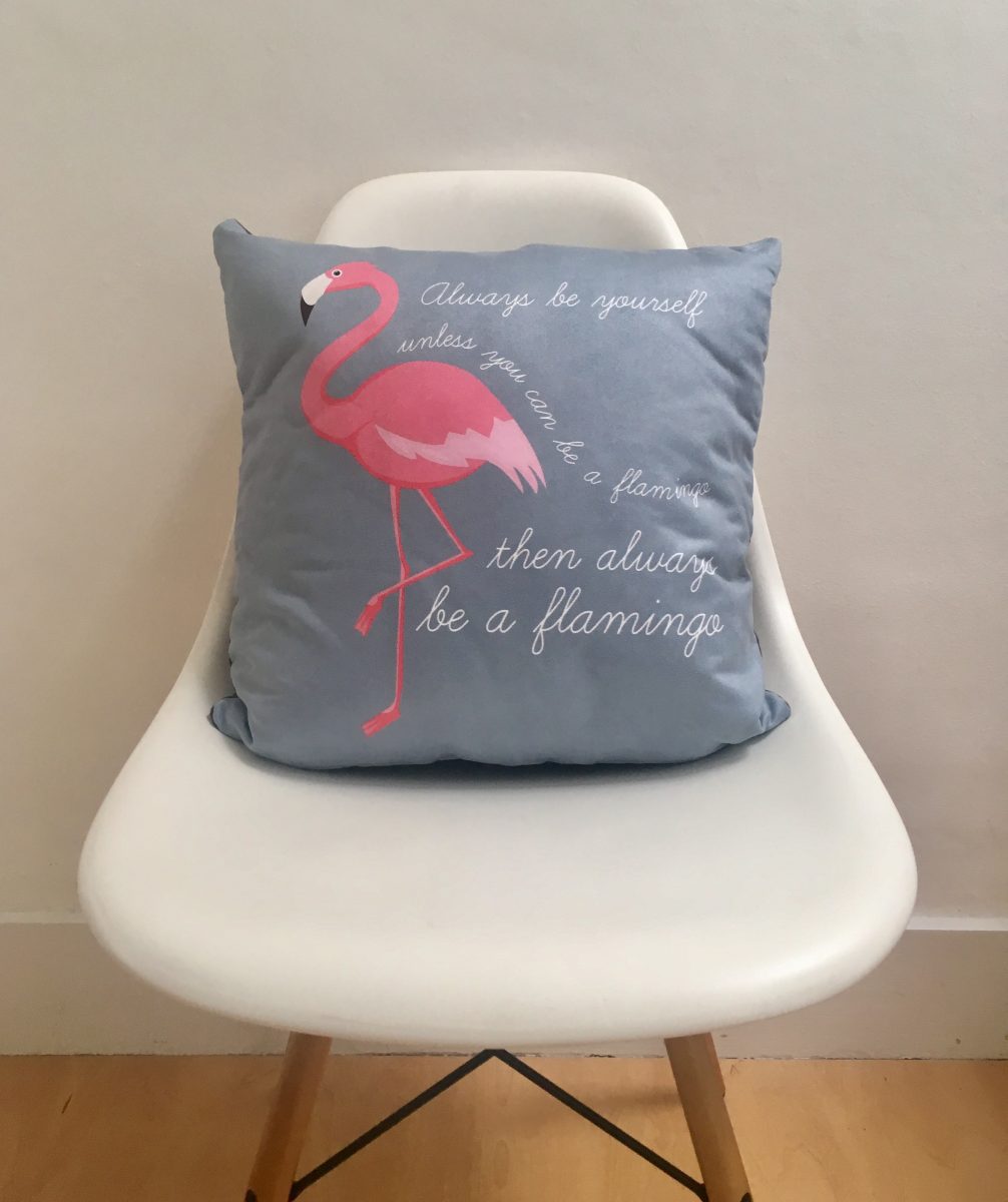 Flamingo cushion in Grey - always be a flamingo