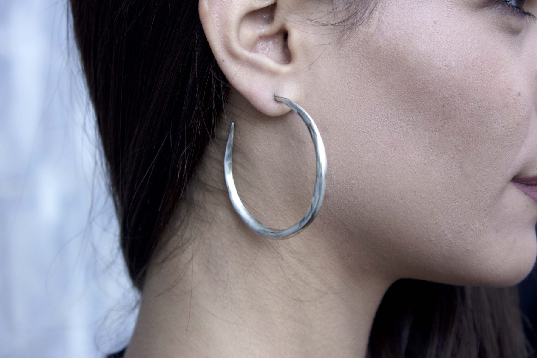 Big Silver Chenier Hoop Earrings