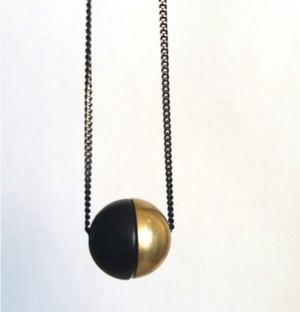 Brass and black ball necklace