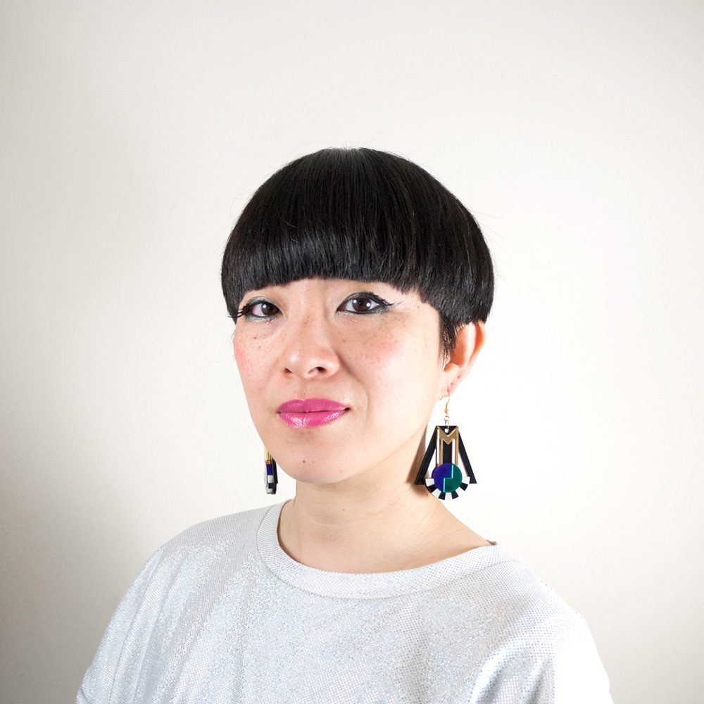 FORM018 Earrings - Gold, Purple, Green