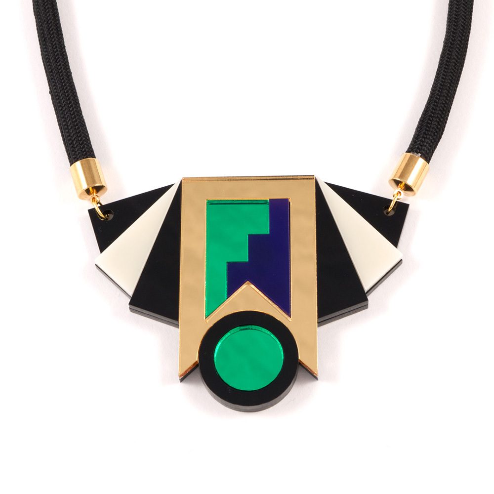 FORM019 Necklace - Gold, Purple, Green