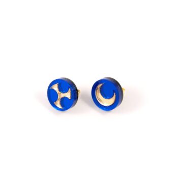 FORM032 Earrings - Blue, Gold