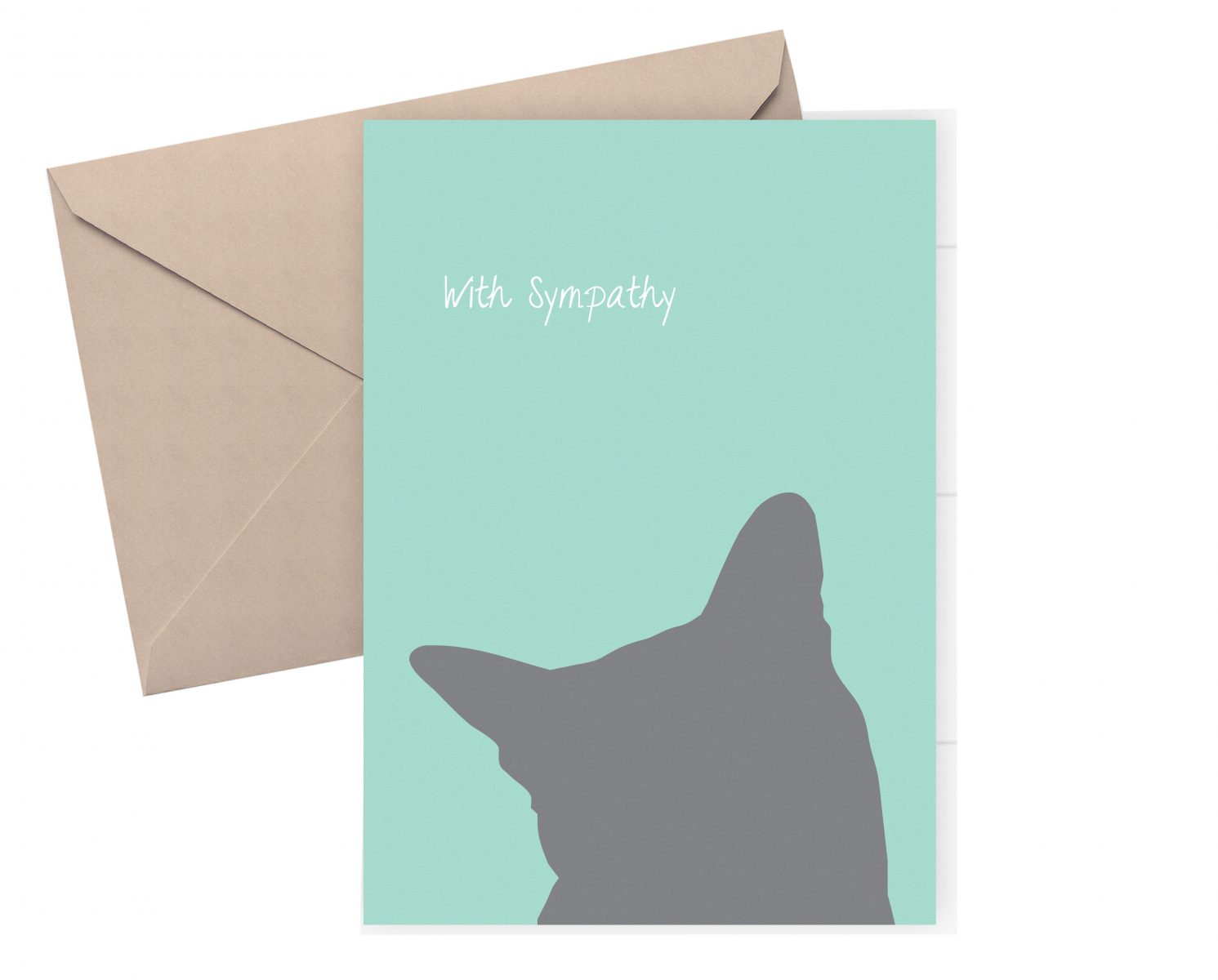 A sympathy card for someone who has lost a much cat. Printed on a green background