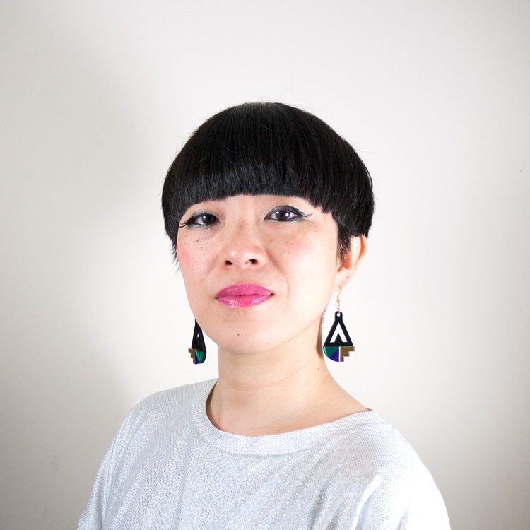 FORM016 Earrings - Gold, Purple, Green