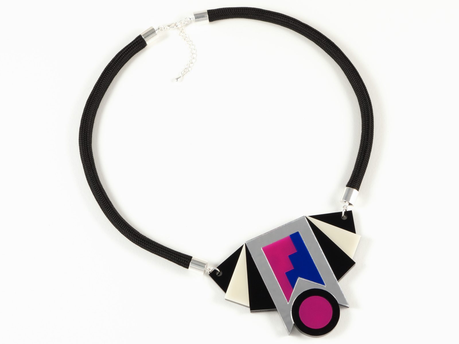 FORM019 Necklace - Silver, Blue, Pink