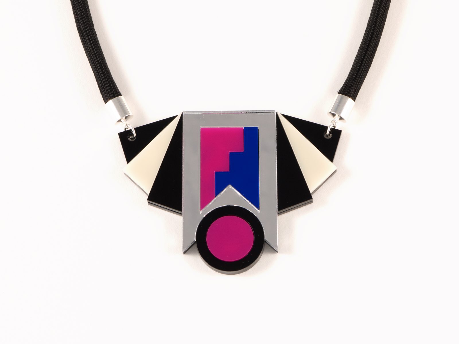 FORM019 Necklace - Silver, Blue, Pink