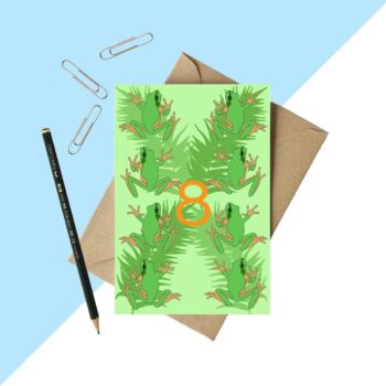 Age 8 Tree Frog Birthday card