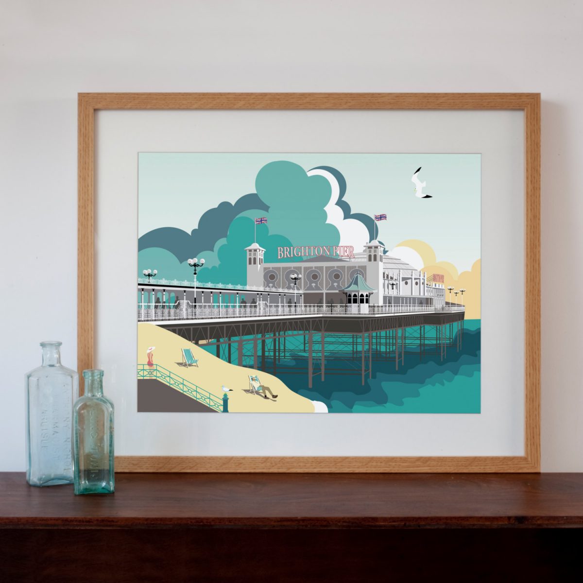 Brighton Pier Modern Retro Art Print