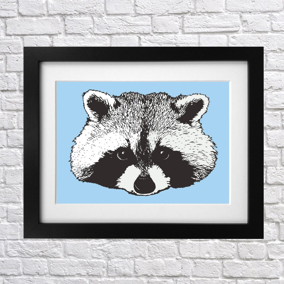 Raccoon Print - animal print - north american animal - cute print - illustrated print - digital print - large print - modern print