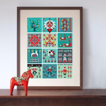 12 Days of Christmas Folk Style Art Print