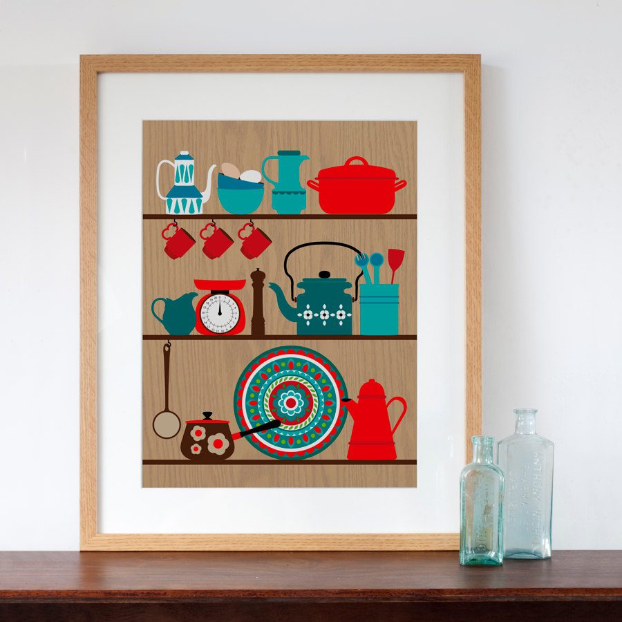 Retro Kitchen Shelves Art Print