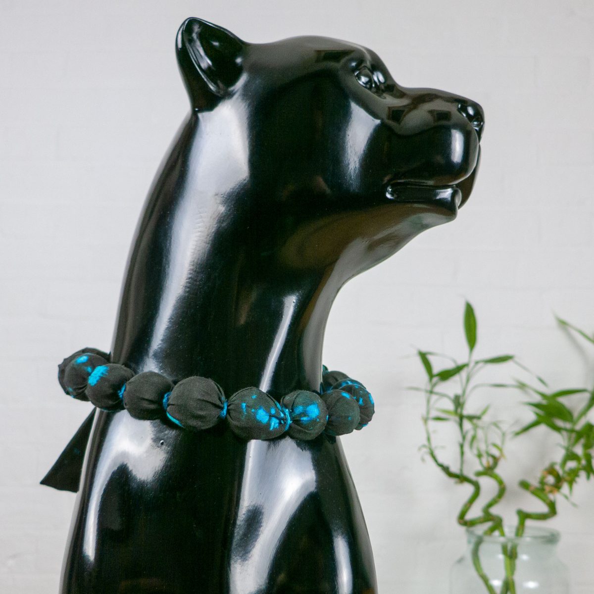 Chunky, Fabric Covered, Bead Necklace 'Night Ocean'