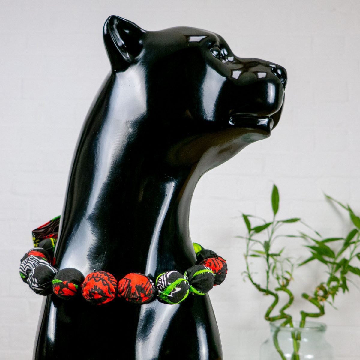 Chunky, Fabric Covered, Bead Necklace 'Poppies'
