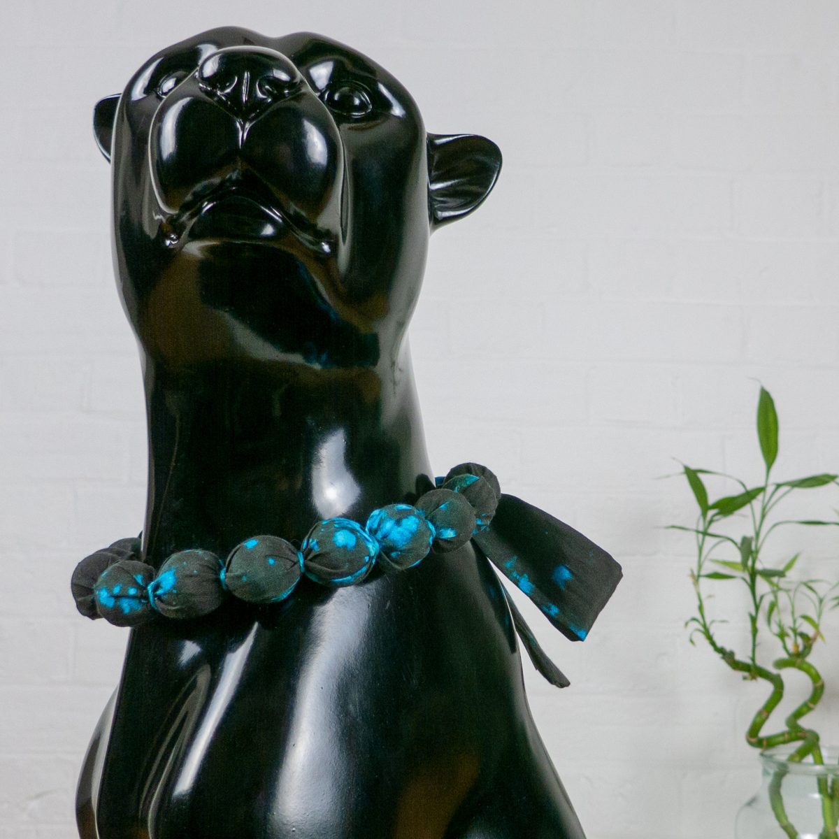 Chunky, Fabric Covered, Bead Necklace 'Night Ocean'