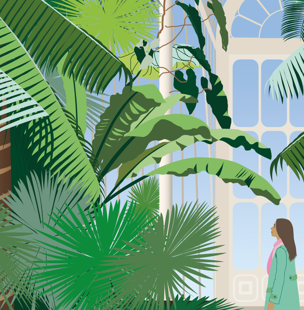 Kew Gardens Palm House London Retro Style Art Print 30cm x 40cm