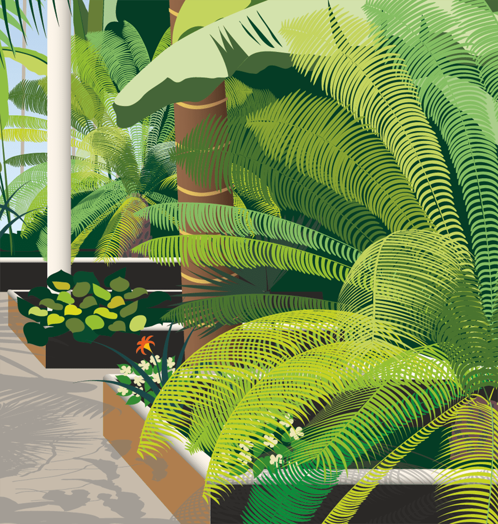 Kew Gardens Palm House London Retro Style Art Print 30cm x 40cm