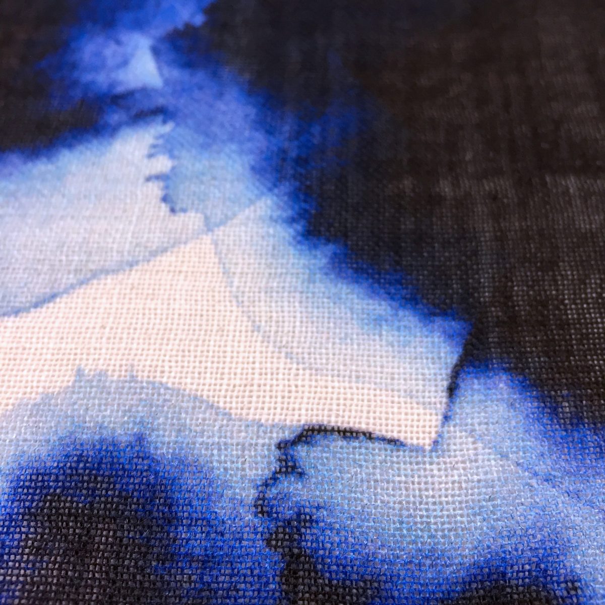 Large wool scarf - abstract inky blue spots in navy - 'Blurred Shadows'