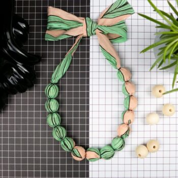 Chunky, Fabric Covered, Bead Necklace 'Big Leaf'