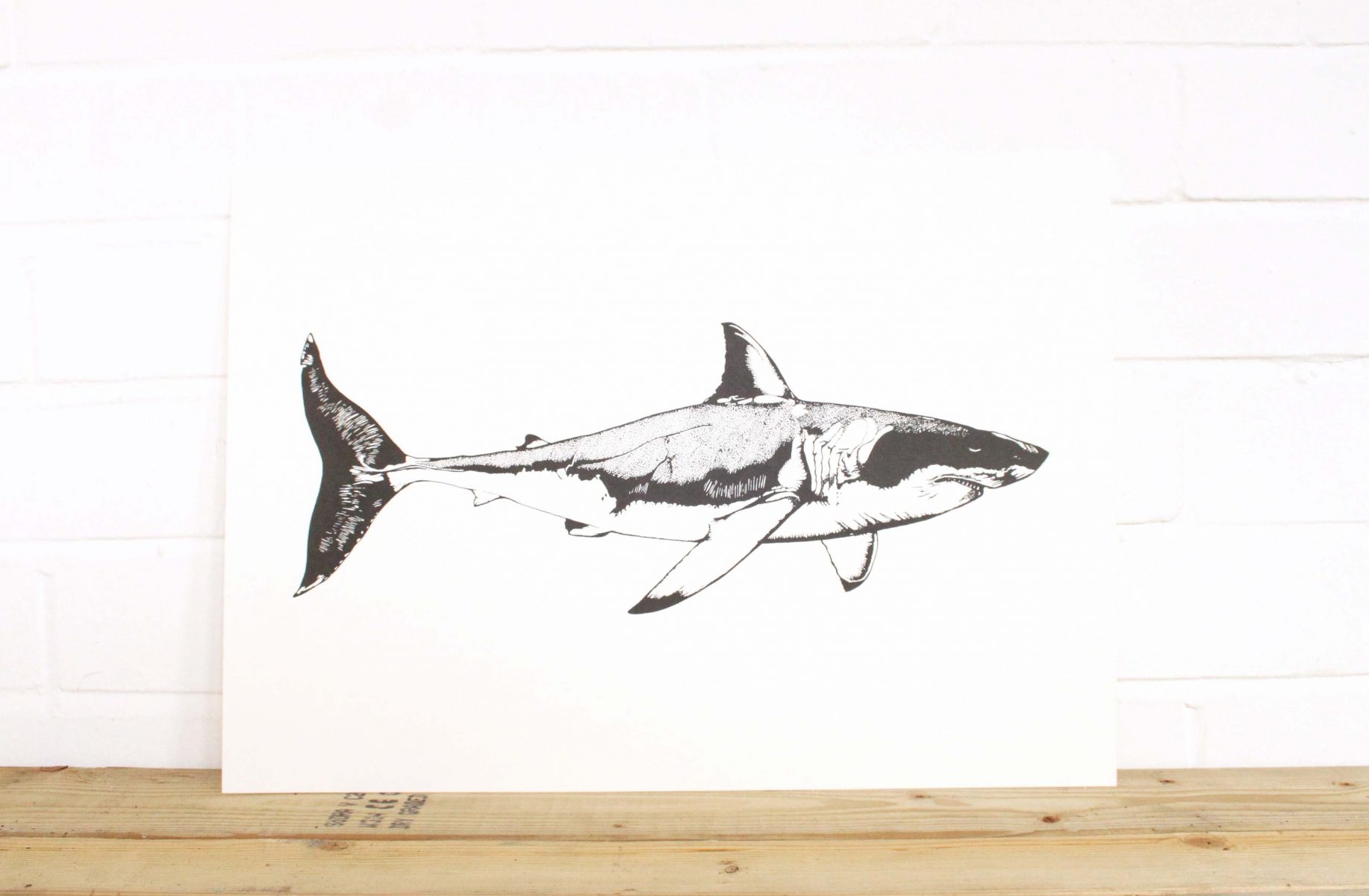 Large Great White Shark screenprint