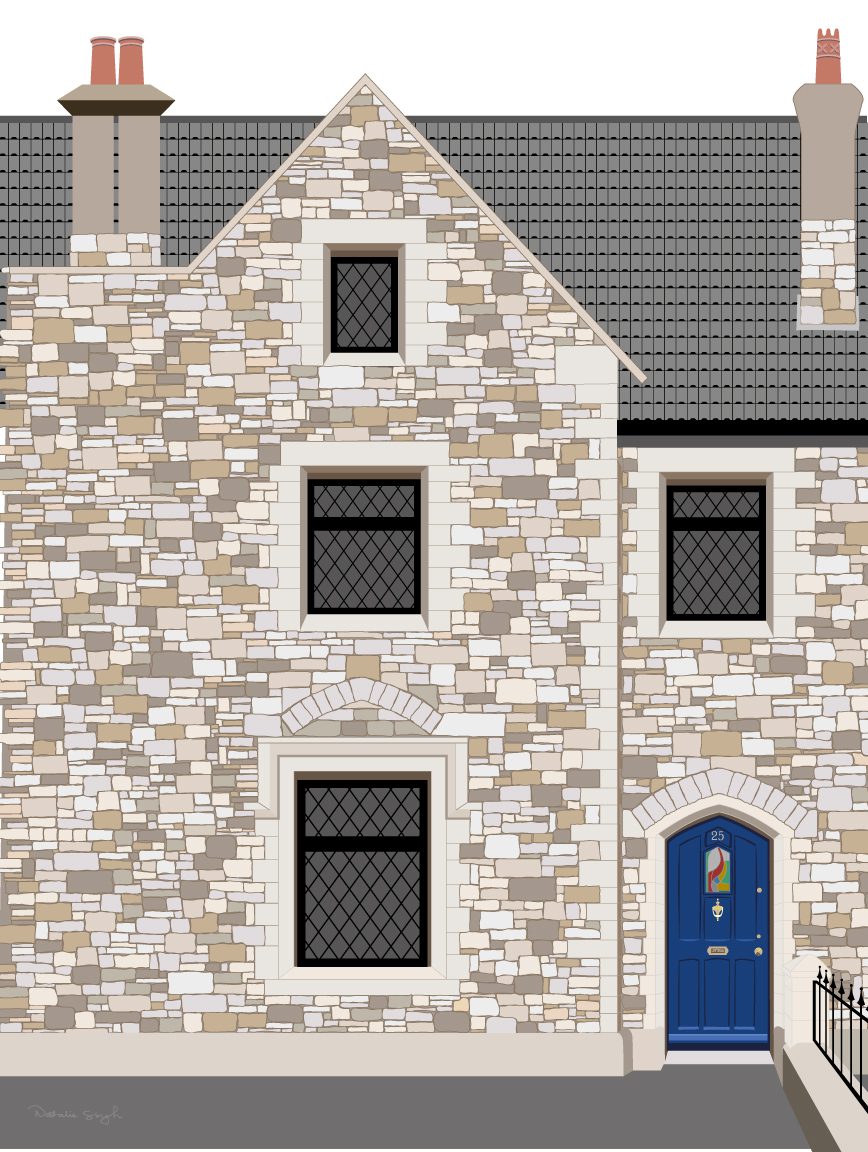 Personalised House Portrait - a Digitally Printed Illustration of your Home 30cm x 40cm