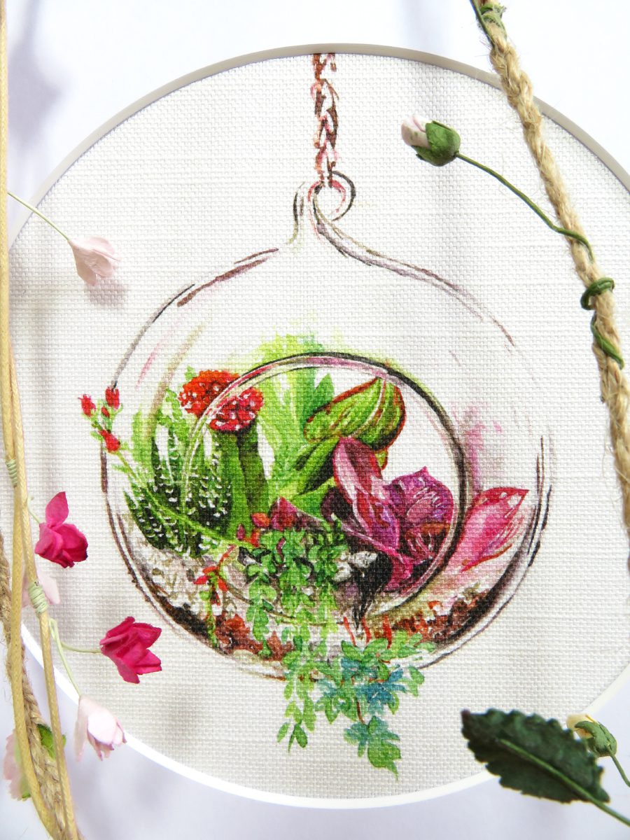'Terrarium Girl' Cotton Linen Print