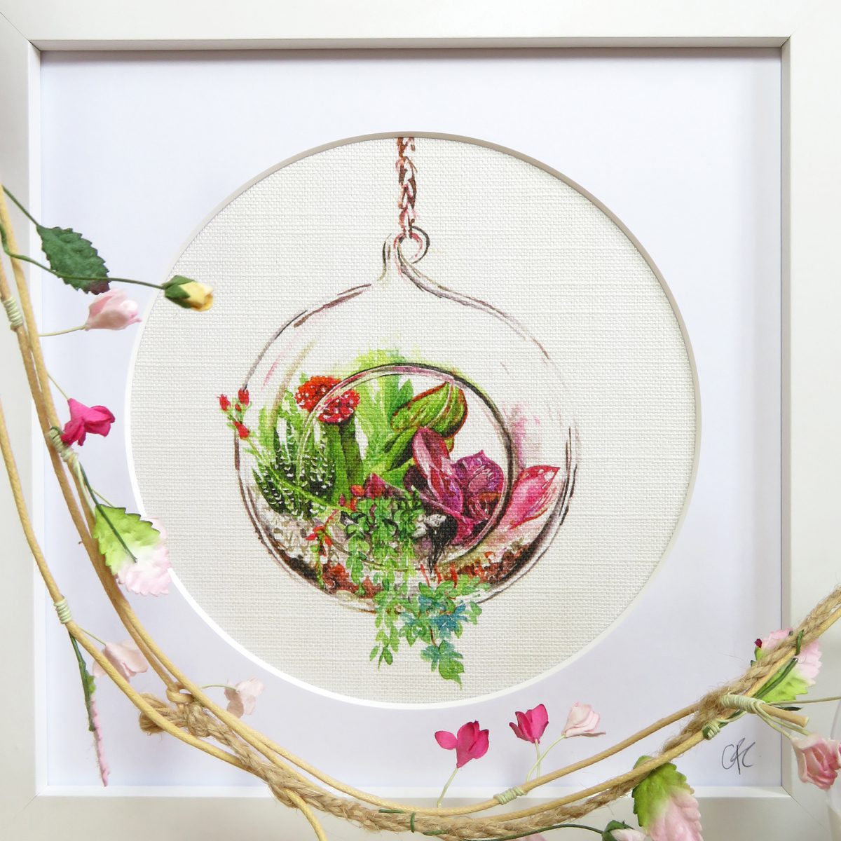 'Terrarium Girl' Cotton Linen Print