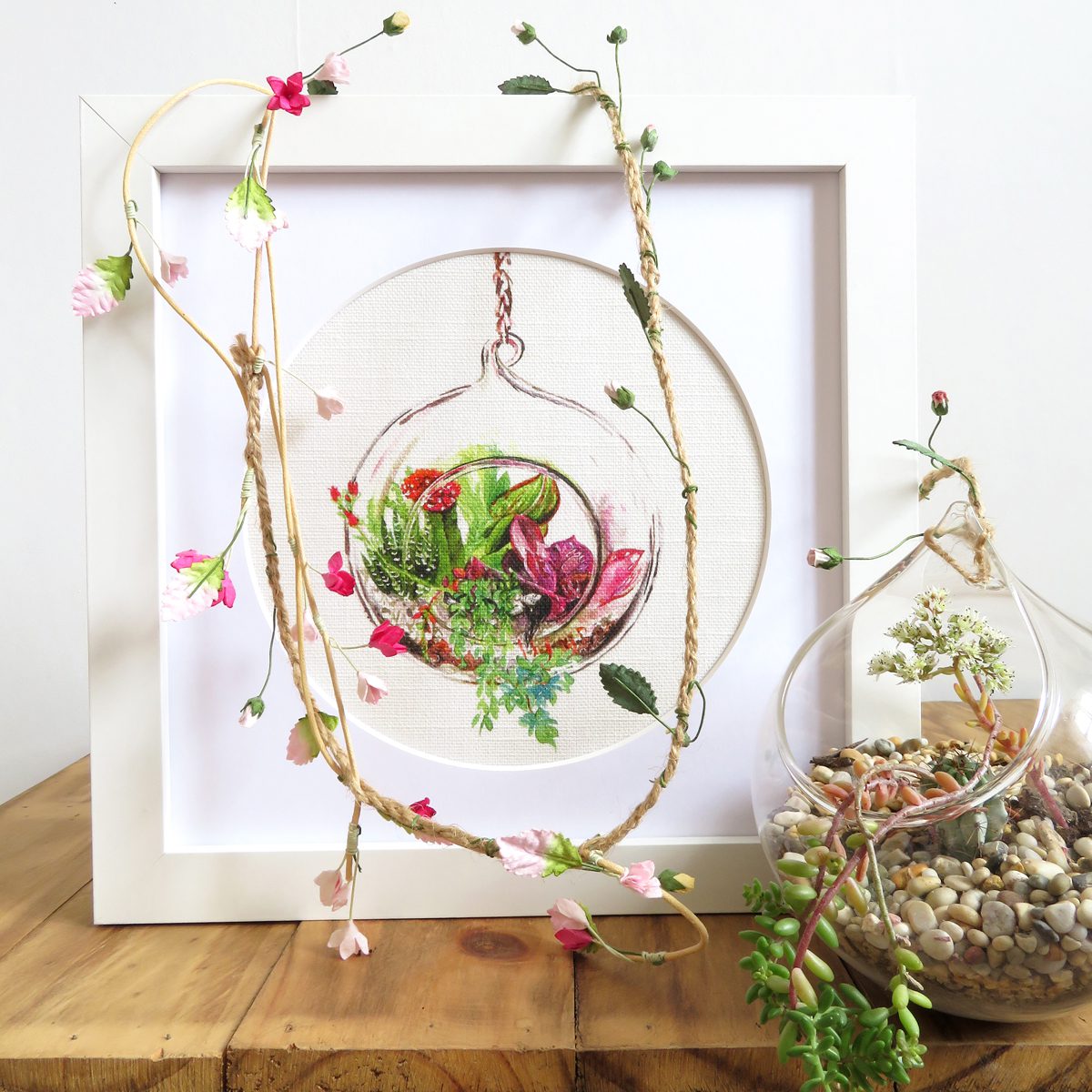 'Terrarium Girl' Cotton Linen Print