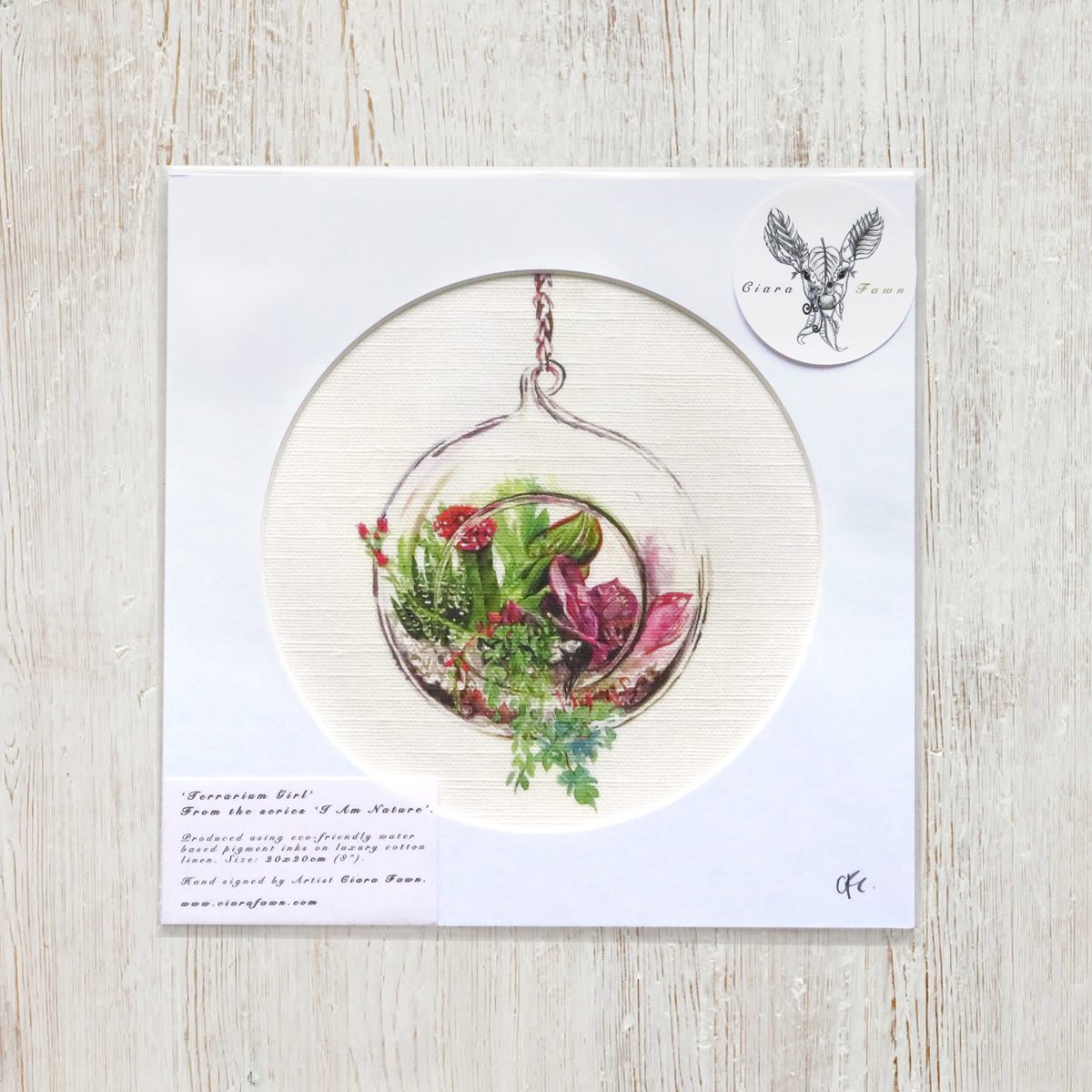 'Terrarium Girl' Cotton Linen Print