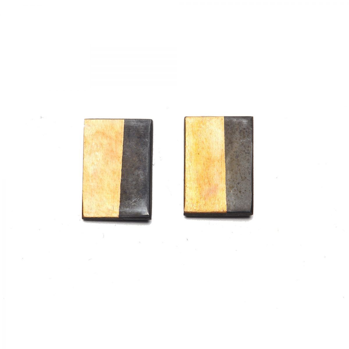 Minimalist silver and gold rectangle studs
