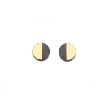 oxidised silver & gold round studs