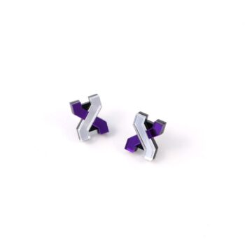FORM039 Earrings - Silver, Mirror Purple