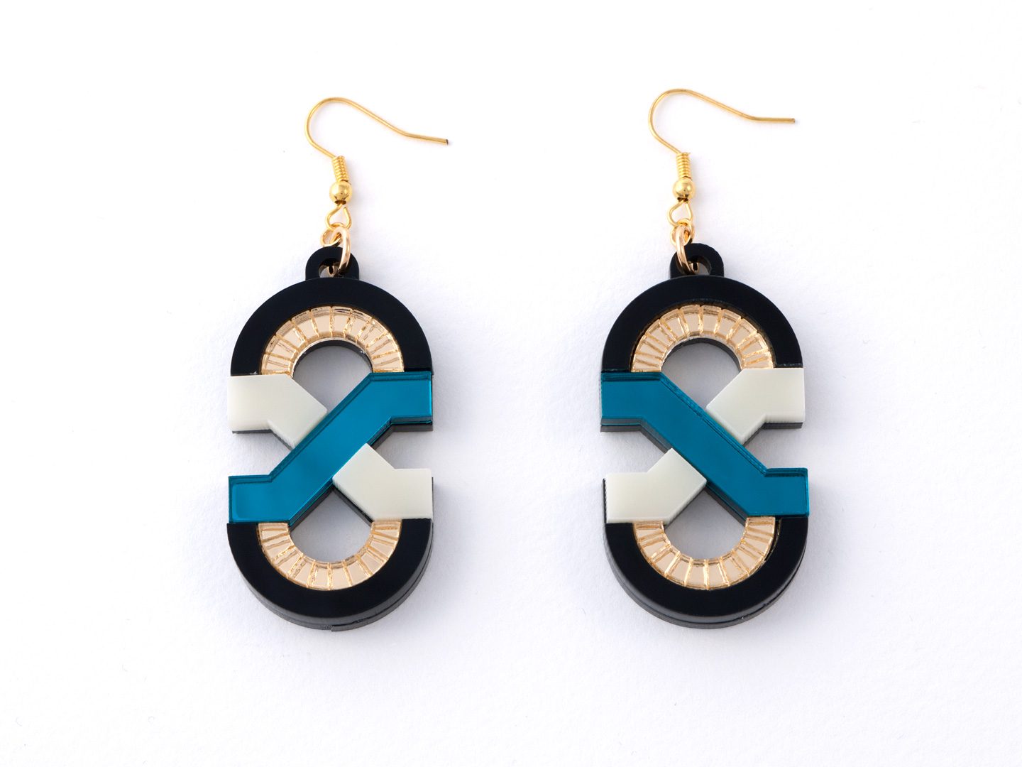 FORM041 Earrings - gold and matte ivory