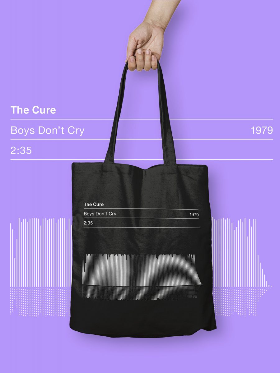 The Cure Tote Bag, Boys Don't Cry Graphic Song Sound Wave