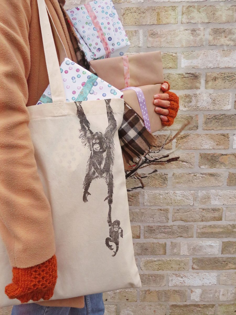 Orangutan Hand Printed Tote Bag