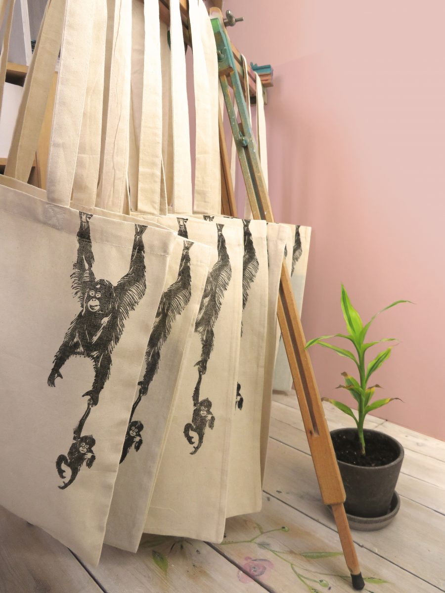Orangutan Hand Printed Tote Bag