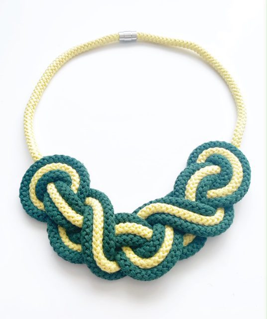 The Jasmine necklace - Purple and mint green statement rope necklace
