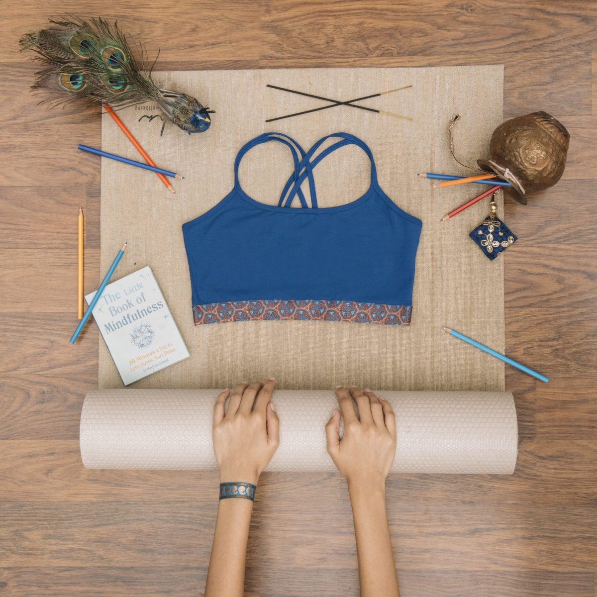 Warm Chakra Yoga Bra Blue