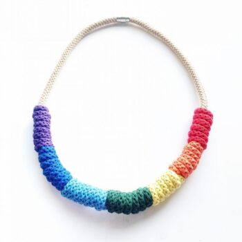 Rainbow Statement cotton necklace - gift for a friend