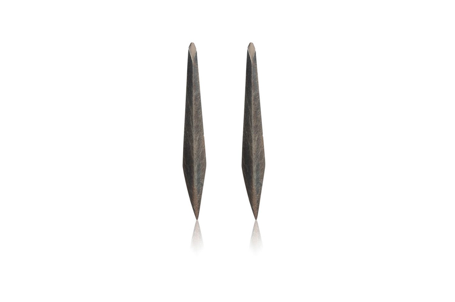 Slim Shard Earrings, Oxidised Silver