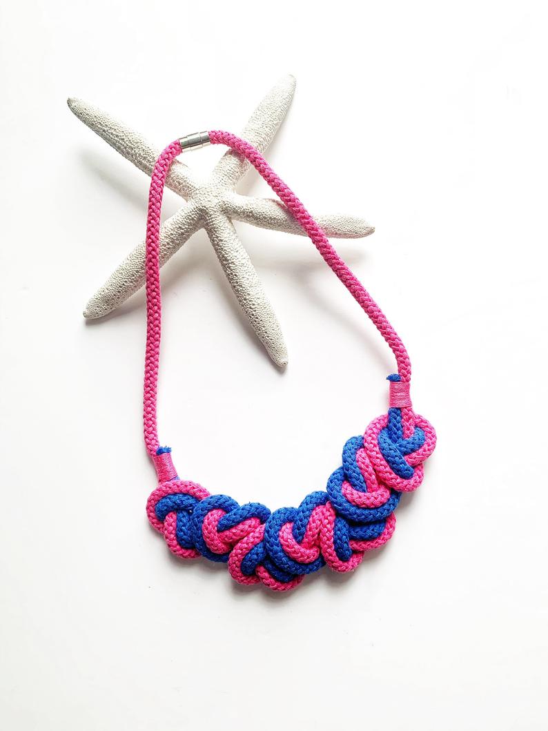 The Valentines necklace - Pink valentines necklace, pink heart necklace, sustainable pink jewellery