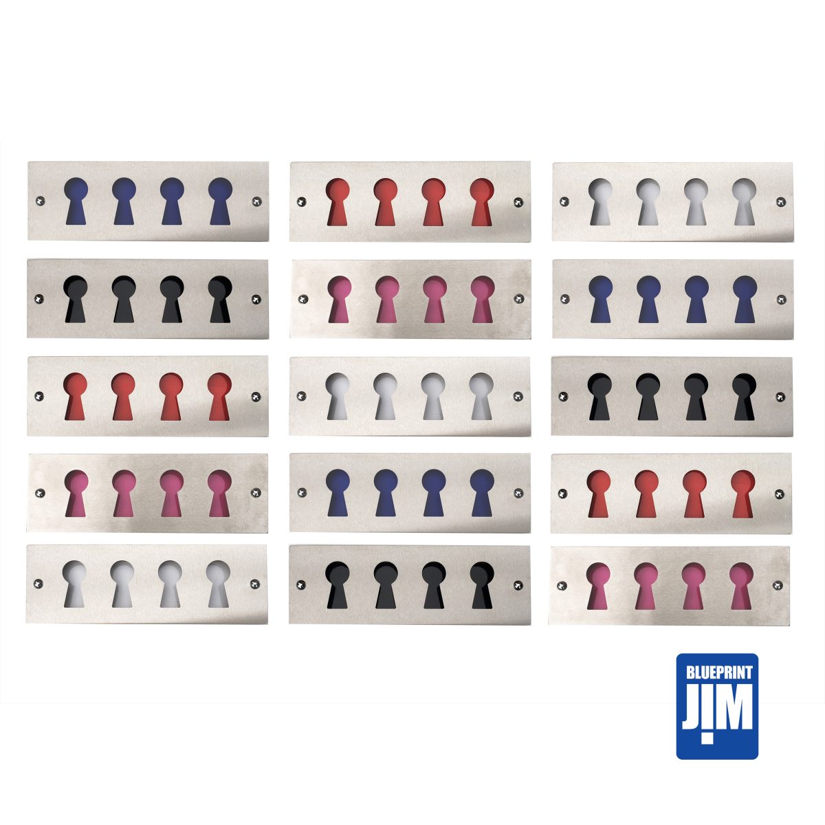 Red Stainless steel keyrack & fobs