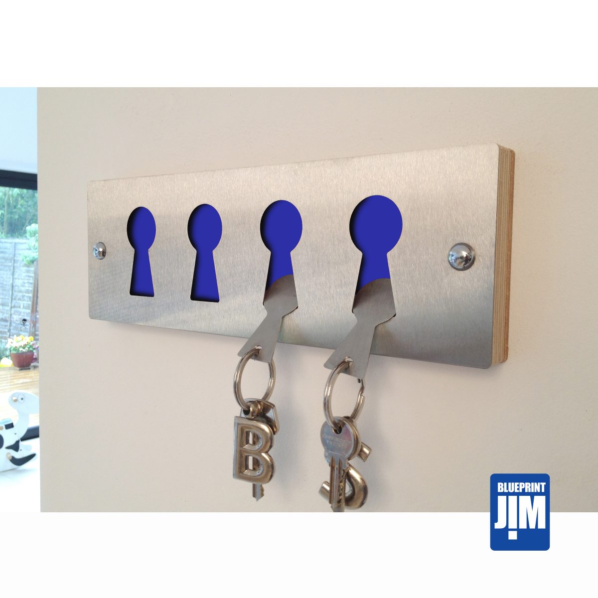 Blue Stainless steel keyrack & fobs