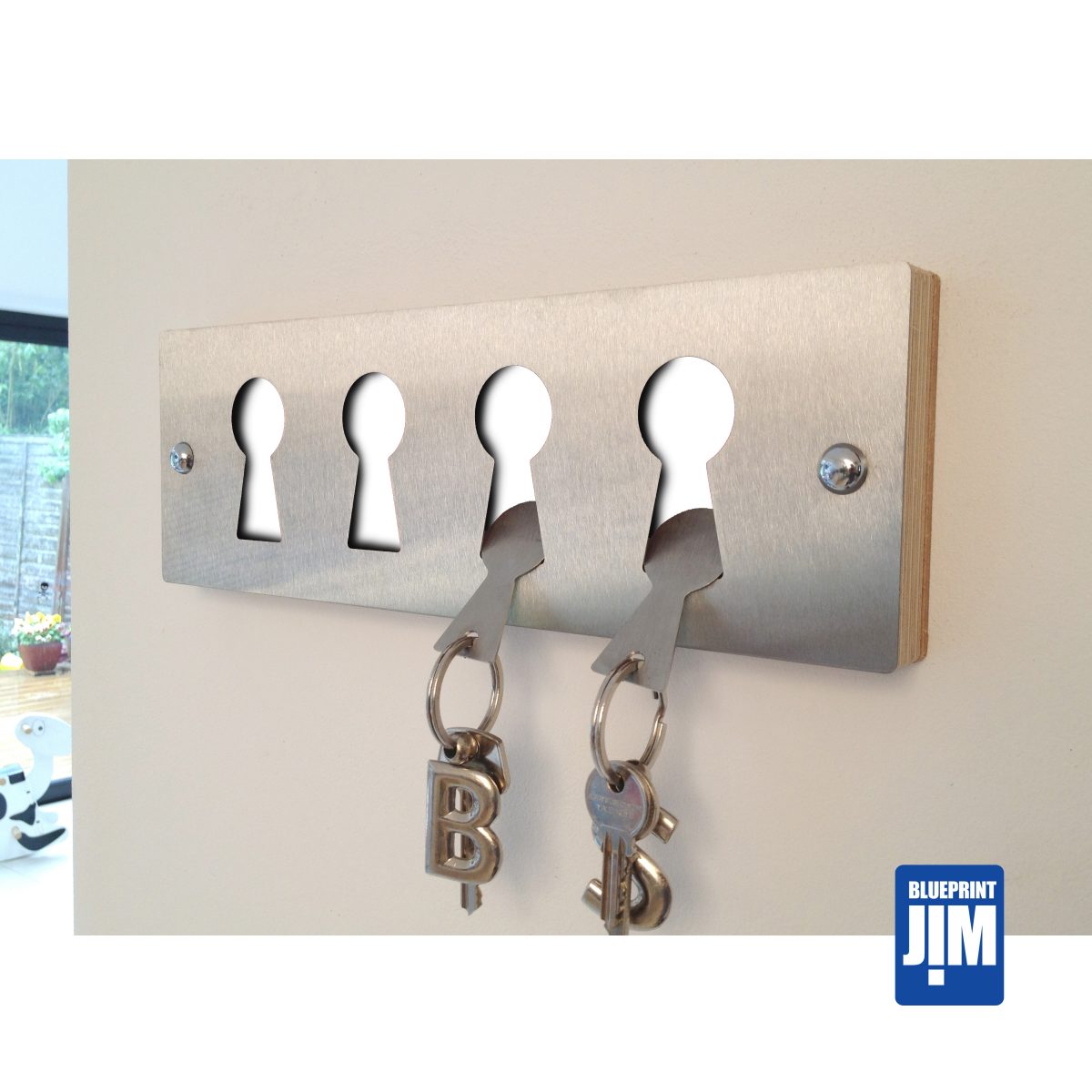 White Stainless steel keyrack & fobs
