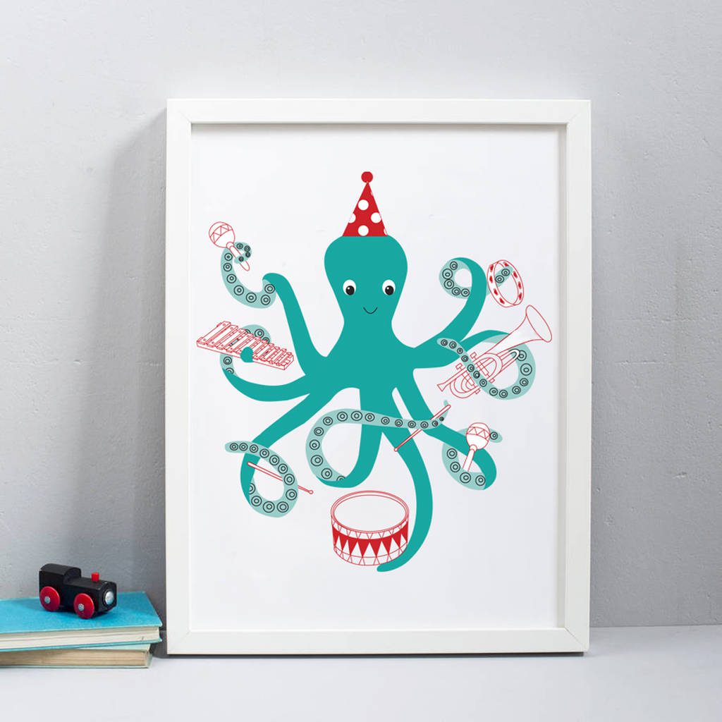 Musical octopus- Instruments- nursery wall art