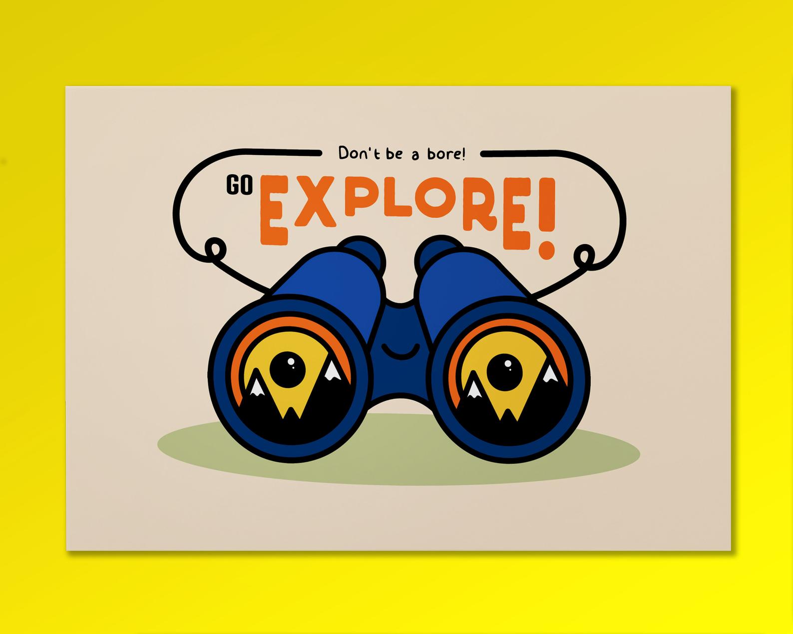 Don't be a Bore! Go Explore A6 Postcard