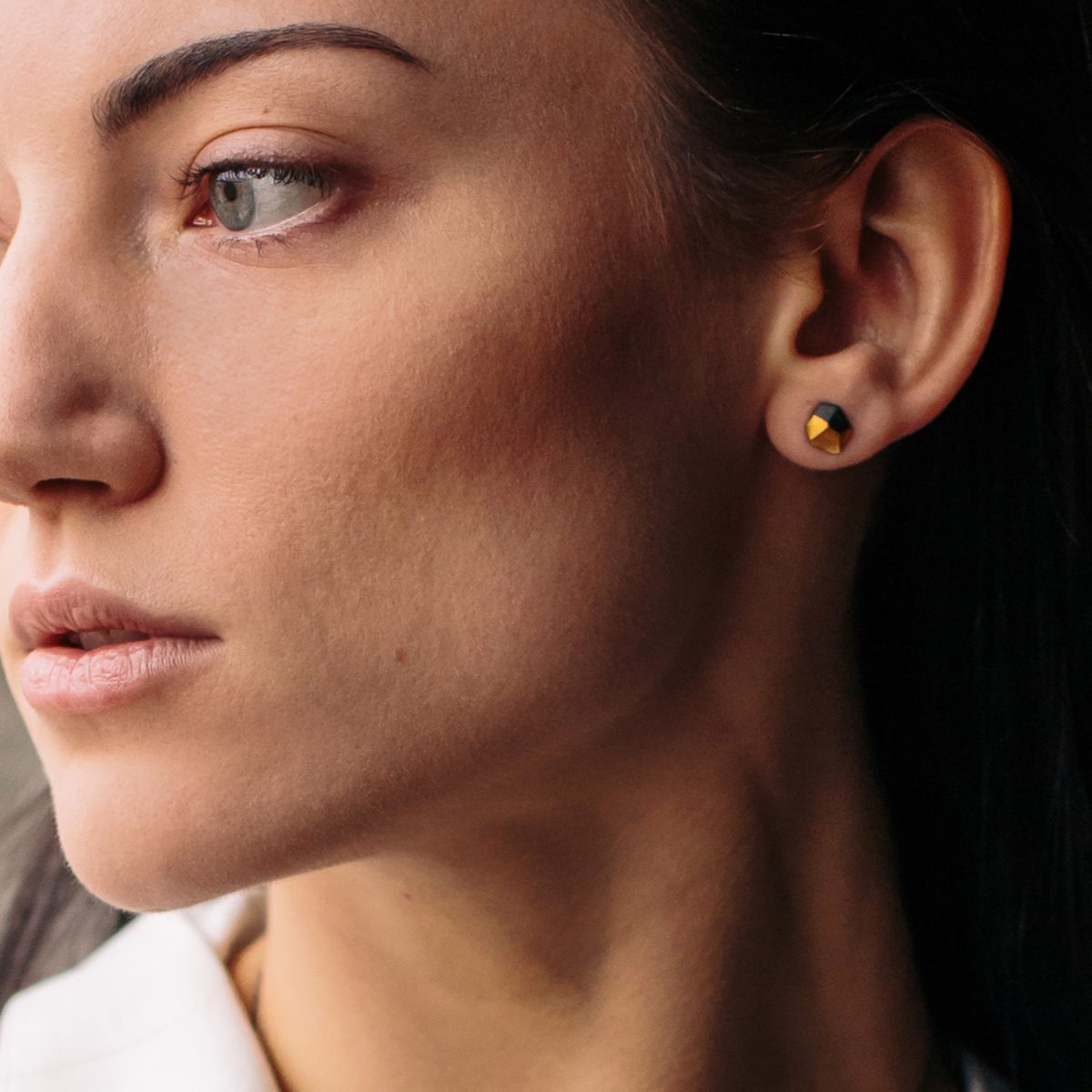 Black and Gold Nugget Studs