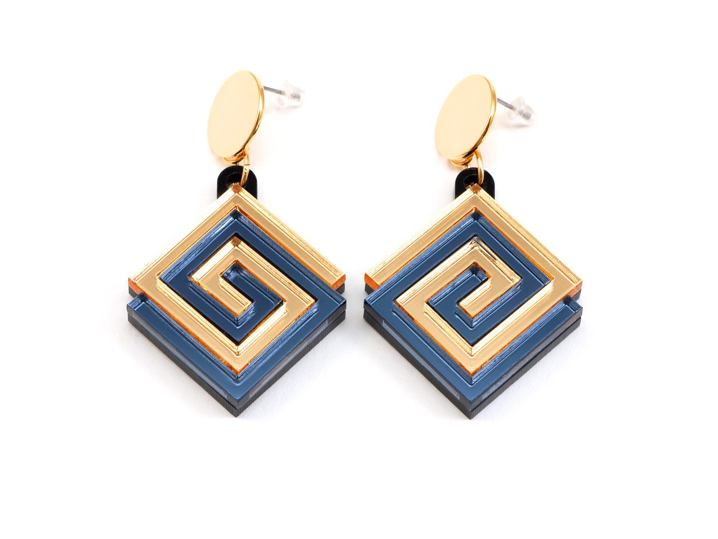 FORM057 UXMAL Stud Earrings - Gold, Slate Grey