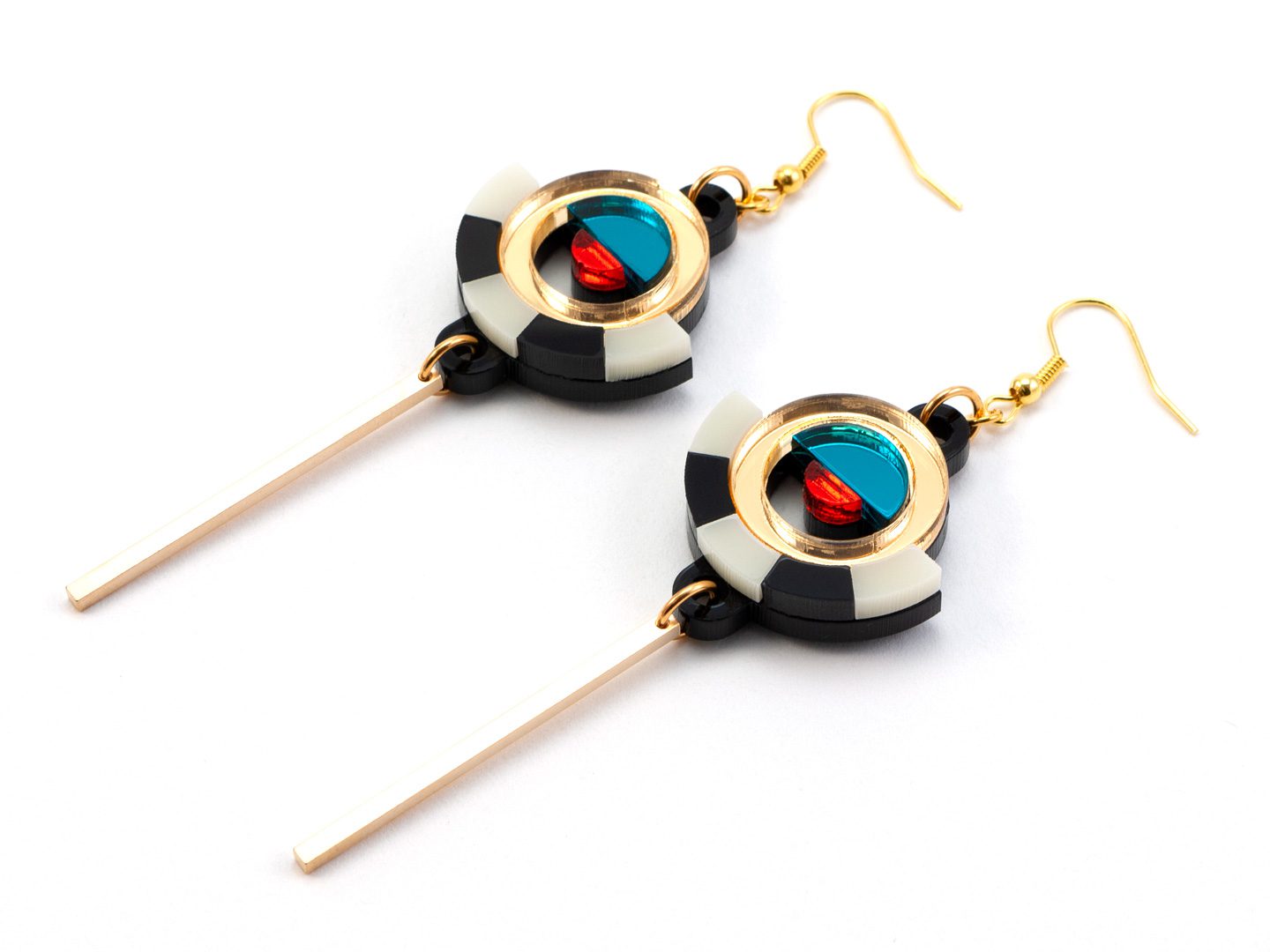 FORM060 ESTRELLA I Drop Earrings - Gold, Teal, Orange