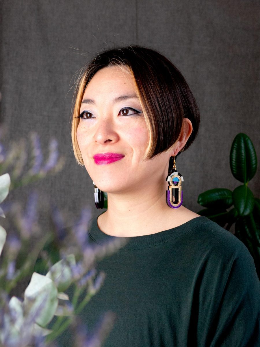 FORM061 ESTRELLA II Drop Earrings - Gold, Ice Blue, Purple