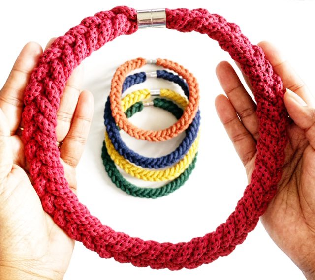 The Rachel Necklace - Knotted Cotton Statement necklace, 27 colour choices